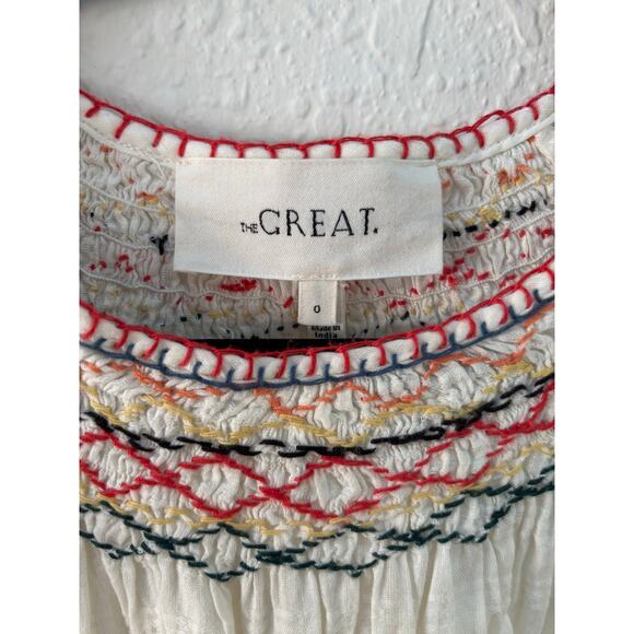The Great White Embroidered Shirt The Windswept Top 0 Cream Cotton $225 - Picture 8 of 14